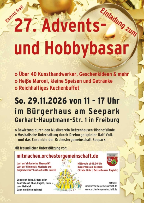 Advents- und Hobbybasar 2026 Bürgerhaus Seepark in Freiburg